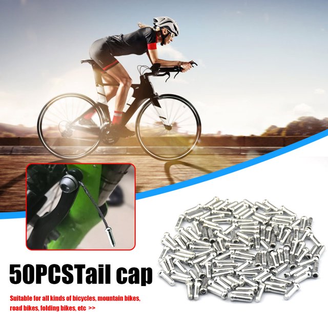 Bicicleta 50 Uds tapas de extremo Ndcxsfigh de Cable de puntas de Cable de palanca de cambios de freno de aleación de aluminio (plata)