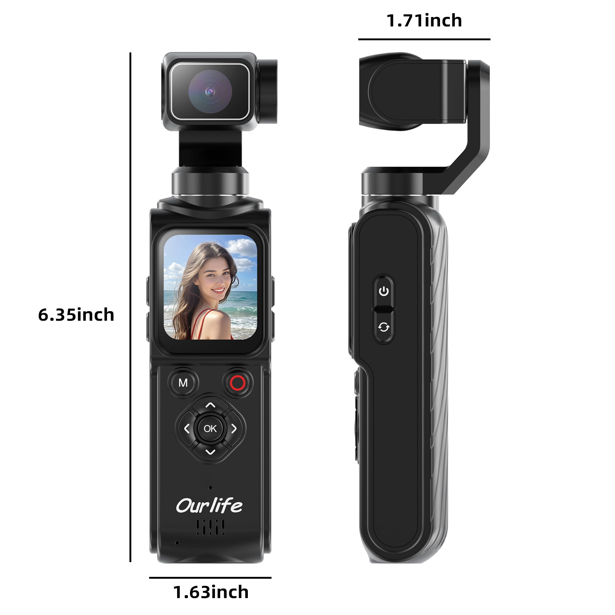 4K Vlogging Camera, Pocket Gimbal Camera with 330° Rotation, 1.72" Touch Screen, Face Tracking, 2400mAh Ultra-Long Battery Life,64G Card Travel Digital Video Camera for YouTube TikTok Creators Black
