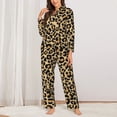 thumbnail image 2 of Fuzoiu Leopard Print Print Women's Long-Sleeved Pajama,Lounge Button Down Nightwear,Womens Notch Collar Pajama Set-Large, 2 of 7