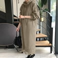thumbnail image 4 of Womens Cotton Blend Oversized Hoodie Dress Floral Lace Hem Long Sleeve Hooded Sweatshirt Maxi Dress with Pockets (Medium, Khaki), 4 of 7