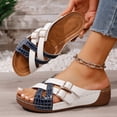 thumbnail image 3 of Rokment Orthopedic Wedge Dress Sandals for Women with Arch Support 2026 Summer Fashion Casual Color Block Buckles Platform Walking Beach Slip on Slides Shoes Blue Size 8.5, 3 of 6