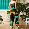 thumbnail image 4 of WTOBBY Women's Casual Loose Retro Jumpsuit with Halloween Print, Suspenders in Cotton and Linen Fabric, Adjustable for a Comfortable and Stylish Fit,TurquoiseM, 4 of 6