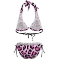 thumbnail image 6 of SKQIT Women Sexy Bikini Set Halter Side Tie Two Piece Leopard Print Swimsuit Triangle Bathing Suits, 6 of 7