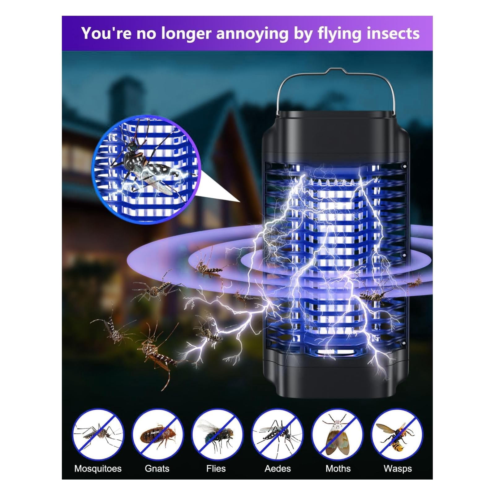 Zapper For Outdoor And Indoor  Electric Mosquito Waterproof Fly Traps Killer Home Backyard Garden Patio Camping