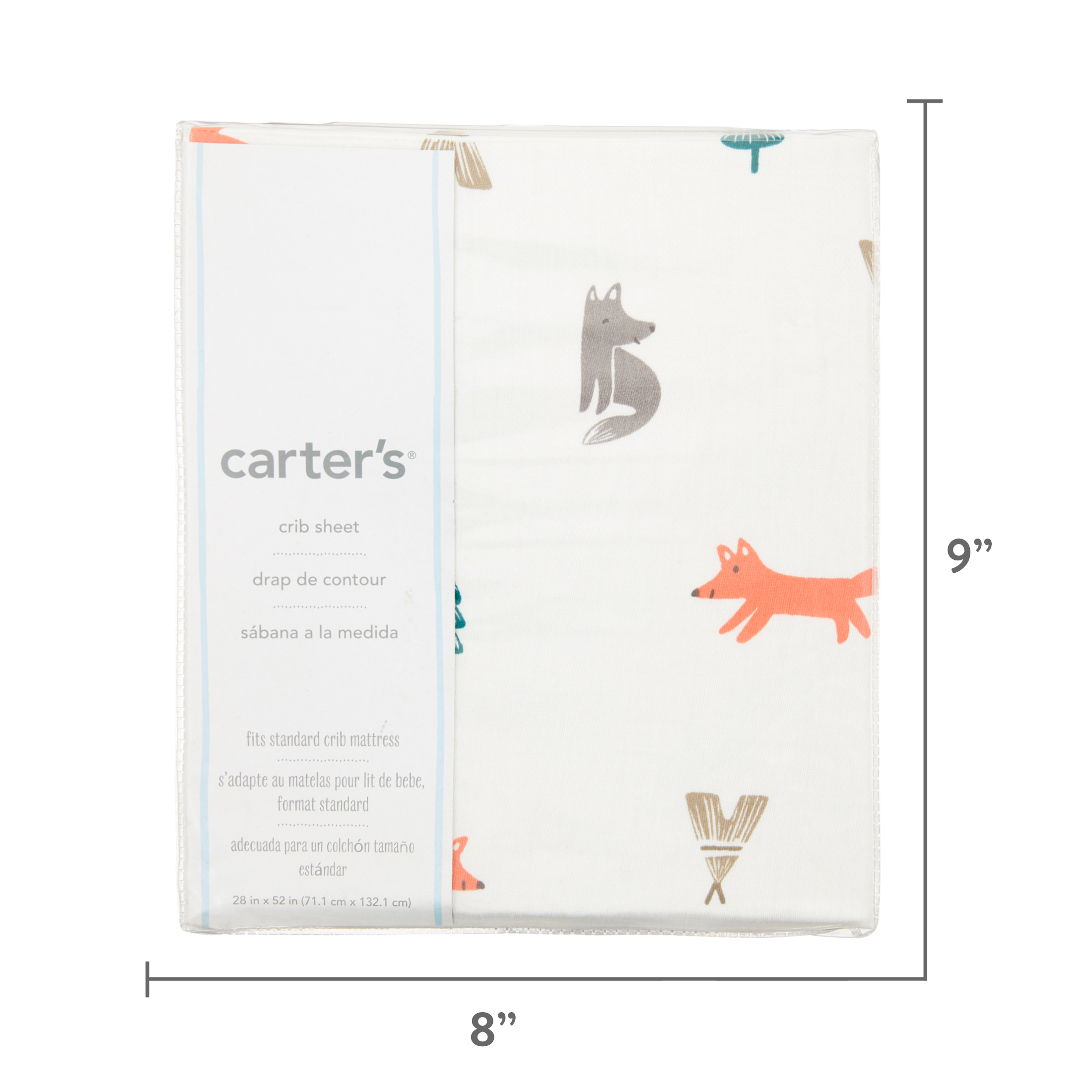 Carter's 100% Cotton Sateen Fitted Crib Sheet - Fox Toss (Grey, Orange, Green) - image 5 of 6