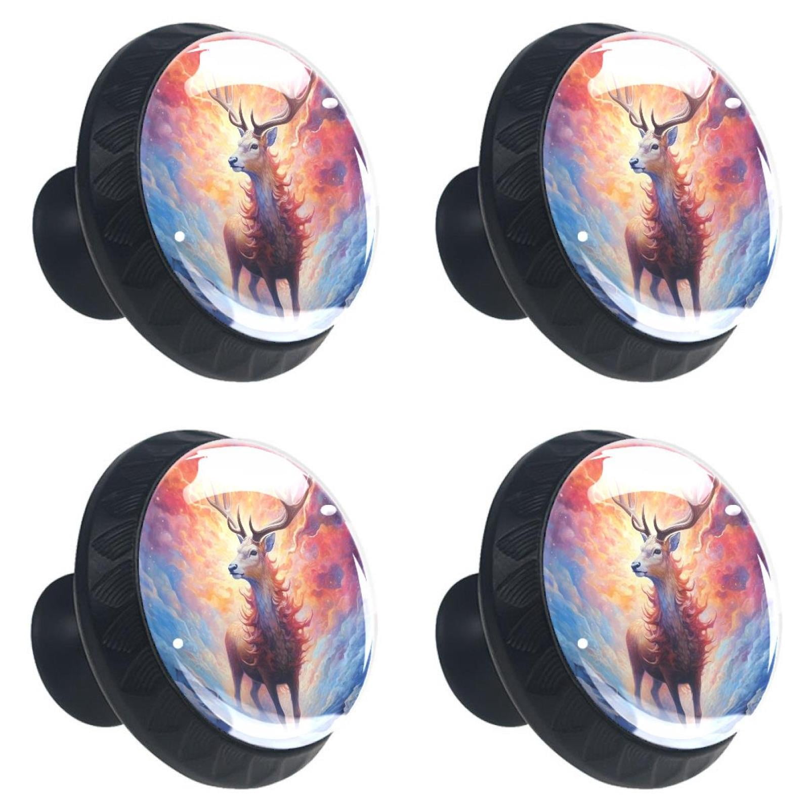 4 Pcs Deer Knobs for Kitchen Cabinet Cupboard Dresser Bookcase Drawer Pulls Handles Round Home Decor