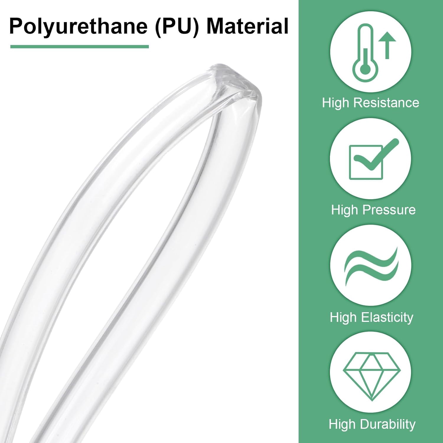 MKEUDQ-Pneumatic Tubing Pipe, 4mm(ID) x6mm(OD) PU Polyurethane Air Compressor Hose for Air Compressor Fitting/Gas/Fluid Transfer, Air Hose Line Tube [2M/6.56ft, Clear]