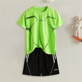 thumbnail image 2 of Teen Boy 14-17T Athletic Outfit Sets Boys, Short Sleeve 2 Piece Summer T-Shirts with Shorts Football Gibobby,15-16 Years,Green, 2 of 7