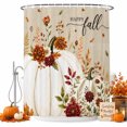 thumbnail image 2 of White Pumpkins Fall Shower Curtains for Bathroom, Thanksgiving Floral Botanical Rustic Waterproof Fabric Shower Curtain, Decorative Bathroom Curtain for Bathtub, 72"x84", No Hooks Included, 2 of 9