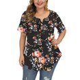 thumbnail image 1 of Camiseta de mujer Bohemio con cuello en V Slim Fit Impreso Tallas grandes Manga cortaBlackXS, 1 of 5