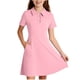 thumbnail image 1 of Vestido de niña de poliéster de manga corta con cuello, botones de encaje y bolsillo, color liso, 1 of 8