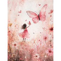Pink Butterfly Girl Canvas Wall Art Perfect for Bedroom Living Room Nursery Girl's Room and Office Decor.