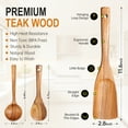 thumbnail image 2 of ACMETOP Wooden Cooking Utensil Set, 3 pcs Teak Wood Spoons, Heat Resistant & BPA-Free, 2 of 8