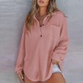 thumbnail image 5 of Women's Waffle Knit Top Fashion Lightweight Sweatshirt Solid Color Lapel Casual Long Sleeve Women's Button-down Shirt xingse XXL, 5 of 5