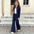 thumbnail image 2 of Toddler Girls Summer Sportswear Set 1-12Y, Breathable Long Sleeve Zip Jacket High Waist Yoga Trousers 2 Piece Outfit Navy 5 Years, 2 of 7
