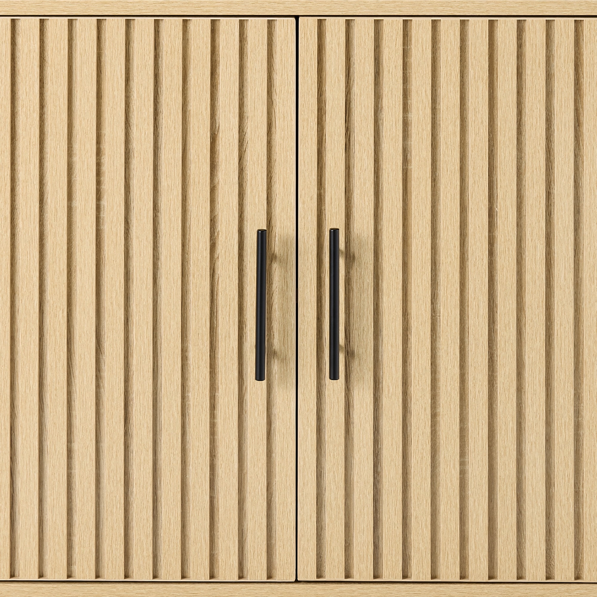Best Choice Products 2-Door Slatted   Storage Cabinet, Accent Furniture w/ Non-Scratch Foot Pads - Natural