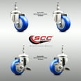 thumbnail image 2 of 3.5 Inch 316SS Blue Polyurethane Swivel 3/8 Inch Stem Caster Set 2 Brake SCC, 2 of 2