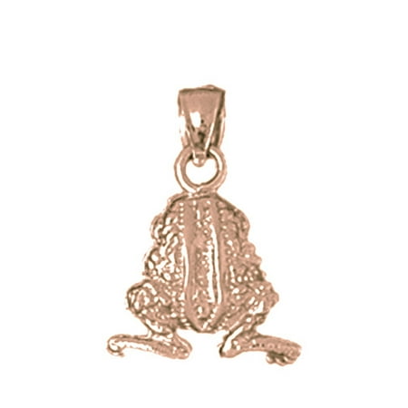 14K Rose Gold 3-D Frog Pendant - 19 mm