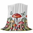 thumbnail image 6 of Red Mushrooms Blanket Soft Cozy Warm Throw Blanket for Couch, Plush Fuzzy Flannel Fleece Blankets for Sofa, Spring Forest Leaves Butterfly Plants Bed Blankets Lightweight Gifts for Women, 50"x60", 6 of 9