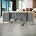 thumbnail image 2 of Pefilos 47" 2-Door Cat Litter Box Enclosure with Winding Entry and Scratching Board, Hidden Cat House Washroom Furniture, Dark Gray, 2 of 8