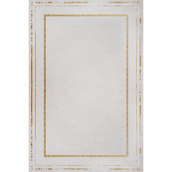 Cream Framed Area Rugs for Living Room Washable Rugs Boho Moroccan Area Rug Soft Neutral Geometric Bohemian Carpet Distressed Indoor Rug for Bedroom Dining Room Office Foldable Nonslip Rug