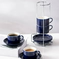 thumbnail image 3 of Tazas de Capuchino Apilables de Porcelana con Platillos y Soporte de Metal, Tazas de Espresso para Café con Leche, Café Especial e, 3 of 5