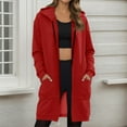 thumbnail image 2 of WTOBBY Women's Zip Up Hoodies Oversized Fleece Long Pullover Hooded Sweatshirts Casual Long Sleeve Fall Hoodie Jacket, Street Style with Front Pocket and Cozy Feel,Red M, 2 of 6
