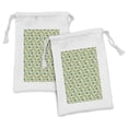 thumbnail image 1 of Hippie Fabric Pouch Set of 2, Motorbikes and Buses with Retro Style Motifs Surfing Vacation Season, Small Drawstring Bag for Toiletries Masks and Favors, 9" x 6", Pale Green Multicolor, by Ambesonne, 1 of 2