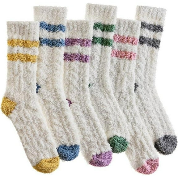 6 Pairs Cozy Fluffy Socks for Women, Warm Plush Fuzzy Bed Socks - Perfect Winter Holiday Gift Set for Christmas, Stocking Stuffers