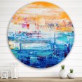 thumbnail image 2 of Designart 'Blue Meet Orange Abstract' Modern Circle Metal Wall Art 36x36 - Disc of 36, 2 of 5
