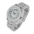 thumbnail image 3 of Charles Raymond Women's Big Rocks Bezel Colored Dial with Roman Numerals Fully Iced Out Watch - ST10327LA (ST10327LA SLV Blue-RN w/TB), 3 of 7