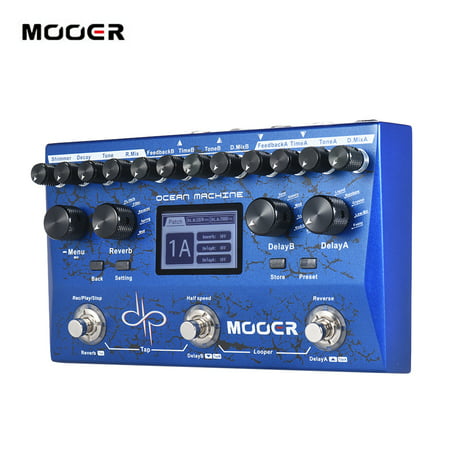 MOOER OCEAN MACHINE Premium Dual Delay + Reverb + Looper Multi-effects Pedal 15 Types of Delay Effects 9 Reverb Effects 44s Recording Time Tap (Best Delay Looper Pedal)