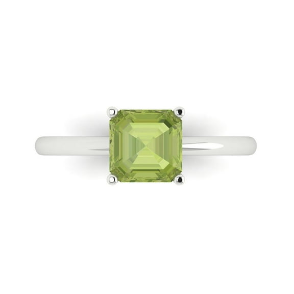 Solitaire Engagement Ring for Women - 1.5ct Natural Peridot in 14K White Gold Promise Ring