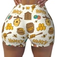 thumbnail image 2 of Rateoe Honeycomb And Honey Printed Power Workout Shorts for Women Tummy Control Squat Proof Ribbed Thick Seamless Scrunch Active Short-Large, 2 of 8
