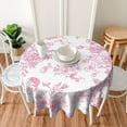 thumbnail image 5 of Pink Floral Tablecloth 70 x 70 Inch Round Chinoiserie Flowers Decorative Table Cloth Rustic Fabric Farmhouse Washable Table Cover for Picnic Party Holiday Home Indoor Outdoor, 5 of 6