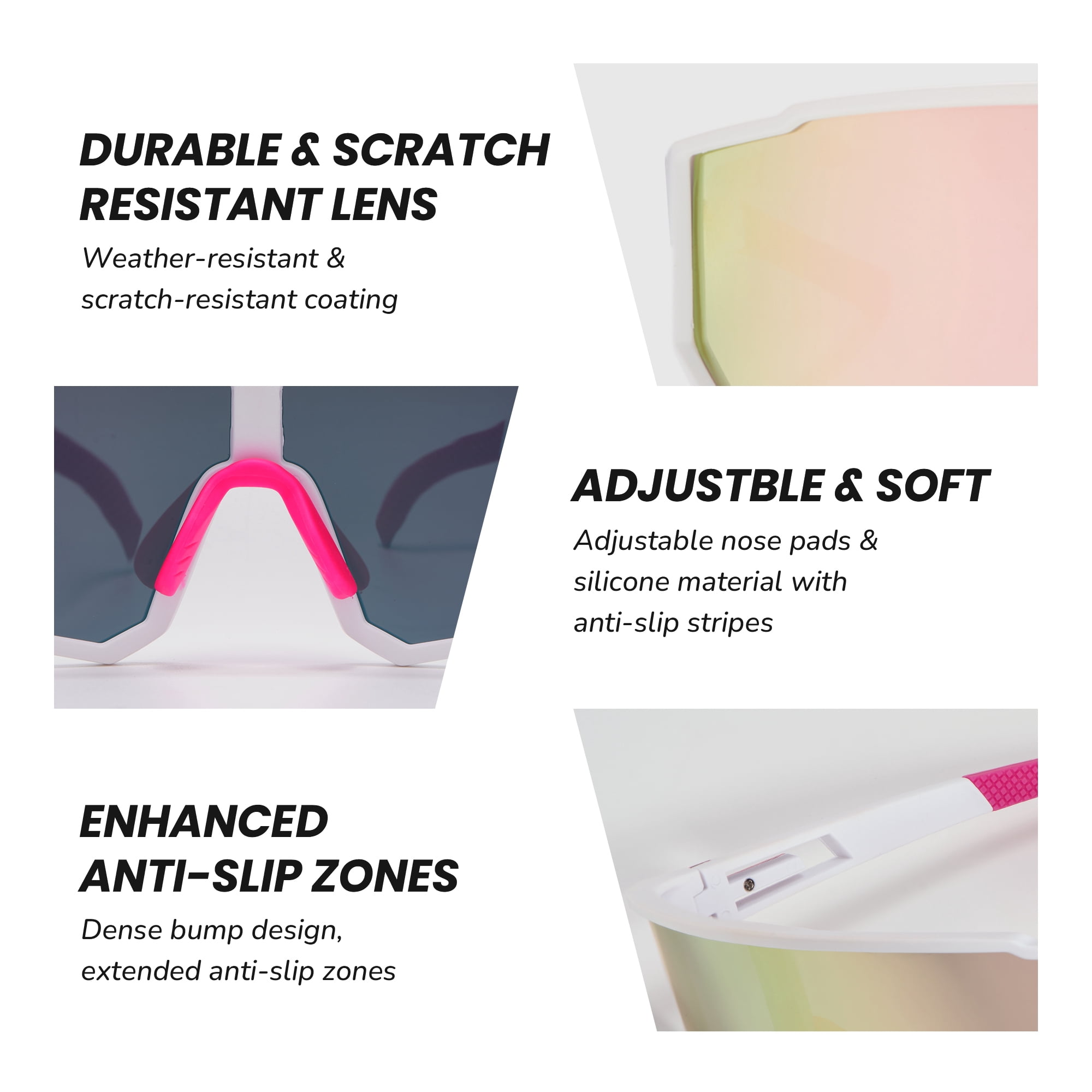 Polarized Running Sunglasses For Women, UV400 with Adjustble Nose Pad for Cycling,Hiking,Beach Volleyball