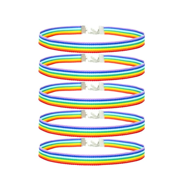 5 collares de cinta de arcoíris, cadena creativa para clavícula, accesorios de decoración para el cuello, joyería para mujeres y niñas (ancho 1,5 cm)