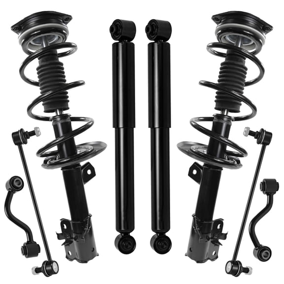 Detroit Axle - AWD 6pc Struts Suspension Kit for 2008-2012 Nissan Rogue 2 Front Struts with Coil Spring Assembly 4 Front Rear Sway Bar End Links 2 Rear Shock Absorbers 2009 2010 2011 Replacement