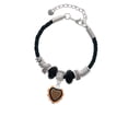 thumbnail image 2 of Delight Jewelry Silvertone Brown & Black Heart with Orange Ruffles Wife Celtic Knot Leather Bead Bracelet, 7"+2" Extender, 2 of 4