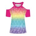 thumbnail image 3 of Tops con estampado de hombros descubiertos de manga corta con cuello en V para mujer Pompotops hkajfhjk466916, 3 of 4