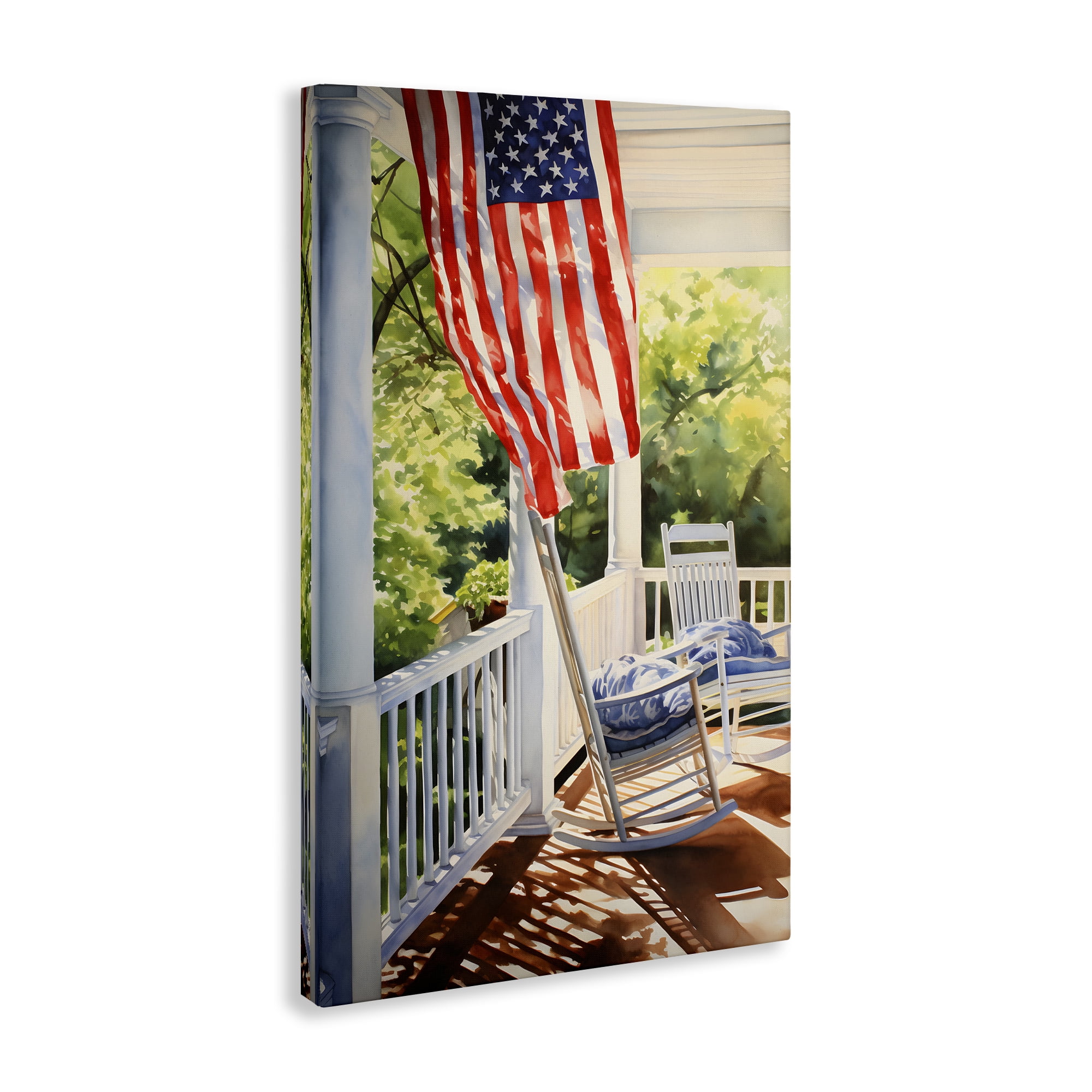 Stupell Industries Vintage American Porch Scenery Painting Gallery Wrapped Canvas Art Print Wall Art, 24 x 36
