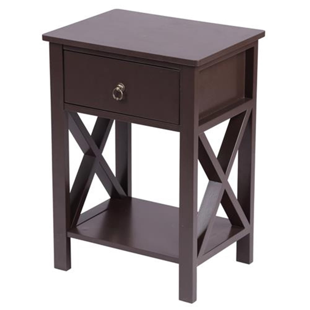 Private Jungle 2-Tier FCH Nightstand with Drawer Storage Shelf, Industrial End Table X-Design Rustic Bedside Table,Brown Private Jungle 2-Tier FCH Nightstand with Drawer Storage Shelf, Industrial End Table X-Design Rustic Bedside Table,Brown