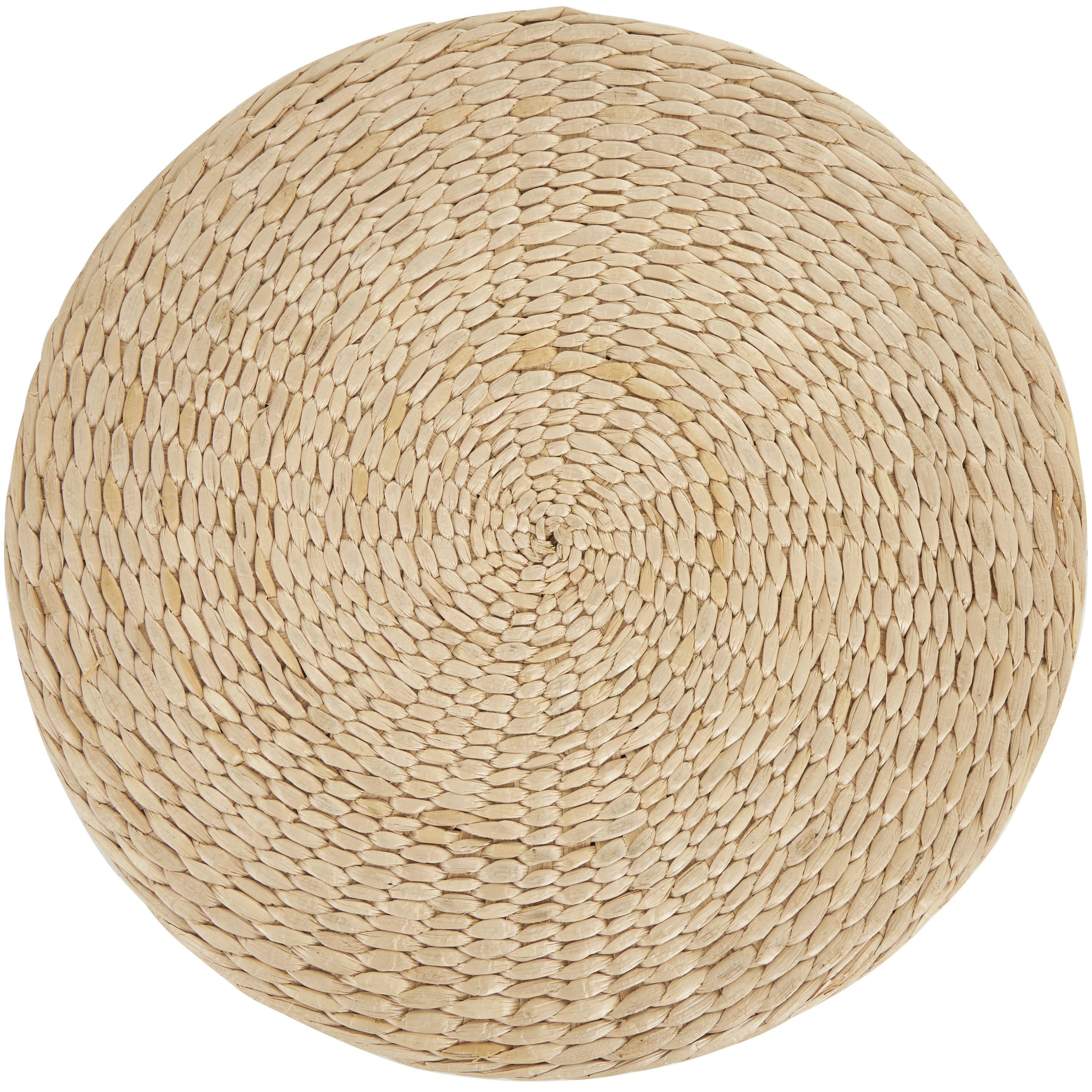 DecMode Wooden Geometric Handmade Woven Two-Toned Stool with Seagrass Top, Black