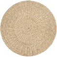 thumbnail image 4 of DecMode Wooden Geometric Handmade Woven Two-Toned Stool with Seagrass Top, Black, 4 of 9