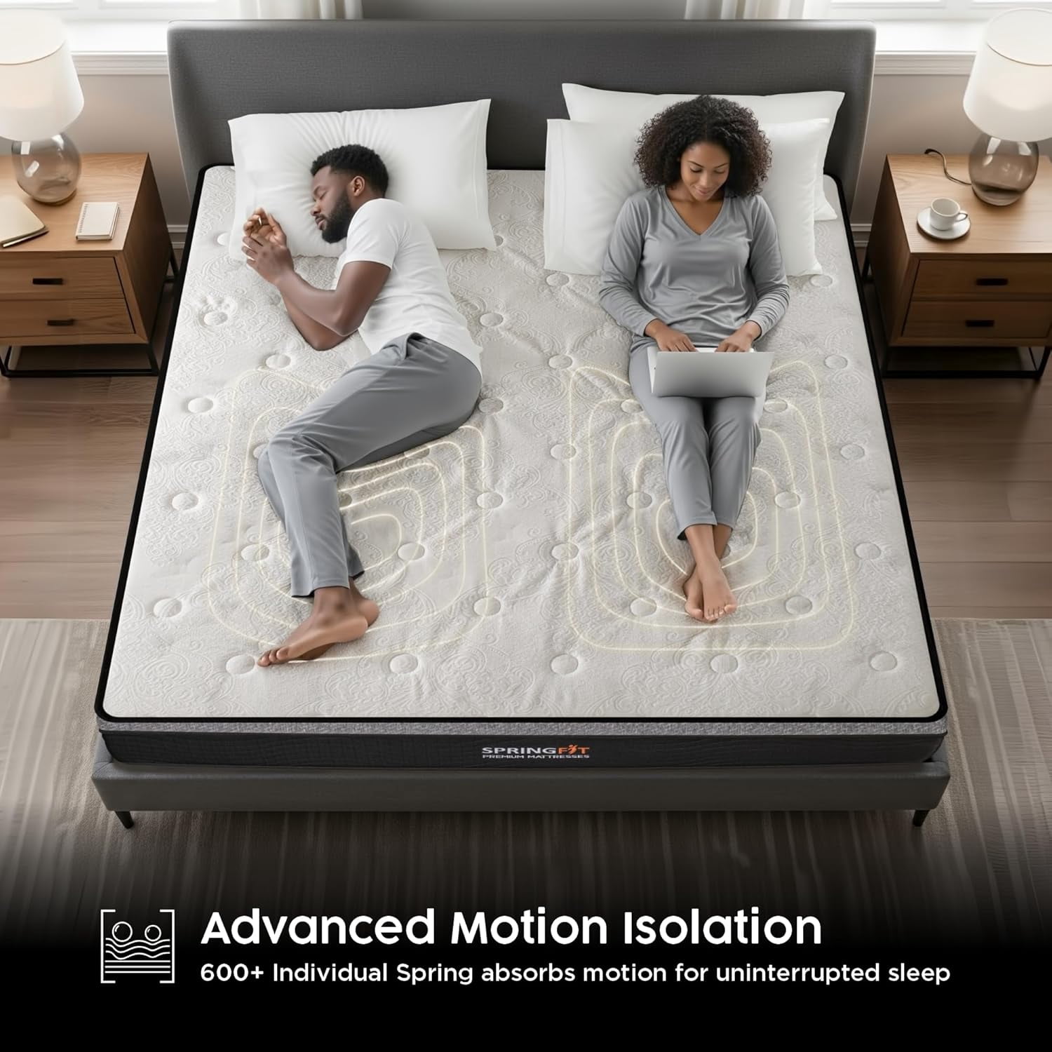 Springfit Hybrid King Mattress, 10 Inch King Size Mattresses in a Box with Helical™ Pocket Coil for Pressure Relief, No Box Spring Need for Spring Hybrid Colchones with CertiPUR-US Certified