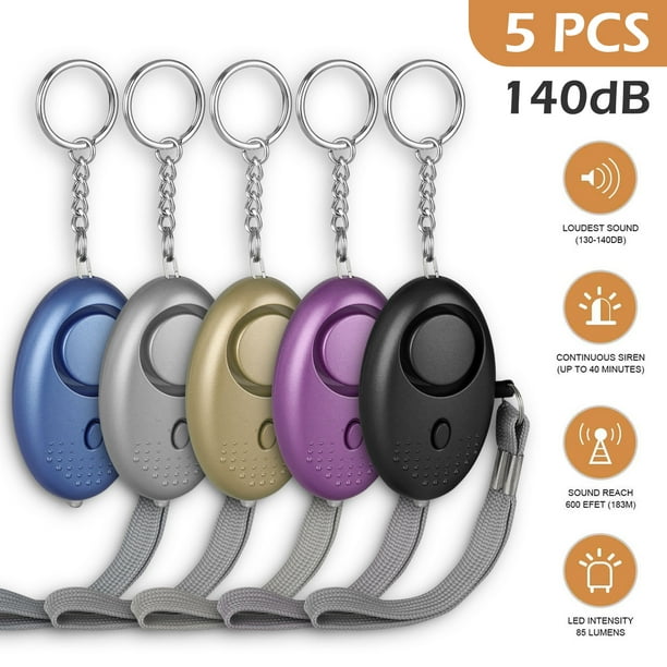 TSV Safe Personal Alarm, 5pcs Safe sound Personal Alarm with LED Light
