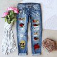 thumbnail image 4 of NordicNest Halloween Pants for Women Style Holiday Printed Distressed Legging Straight Leg Casual Wear Navy,XXXXL, 4 of 6