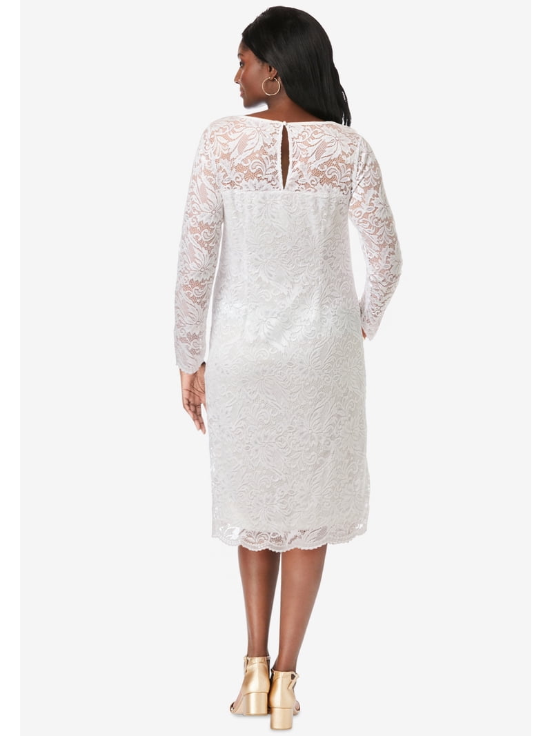 lace v-neck sheath wedding dress 2023 Sheath Lace V neck Backless Court Train Wedding Dress US8 / White main image 1