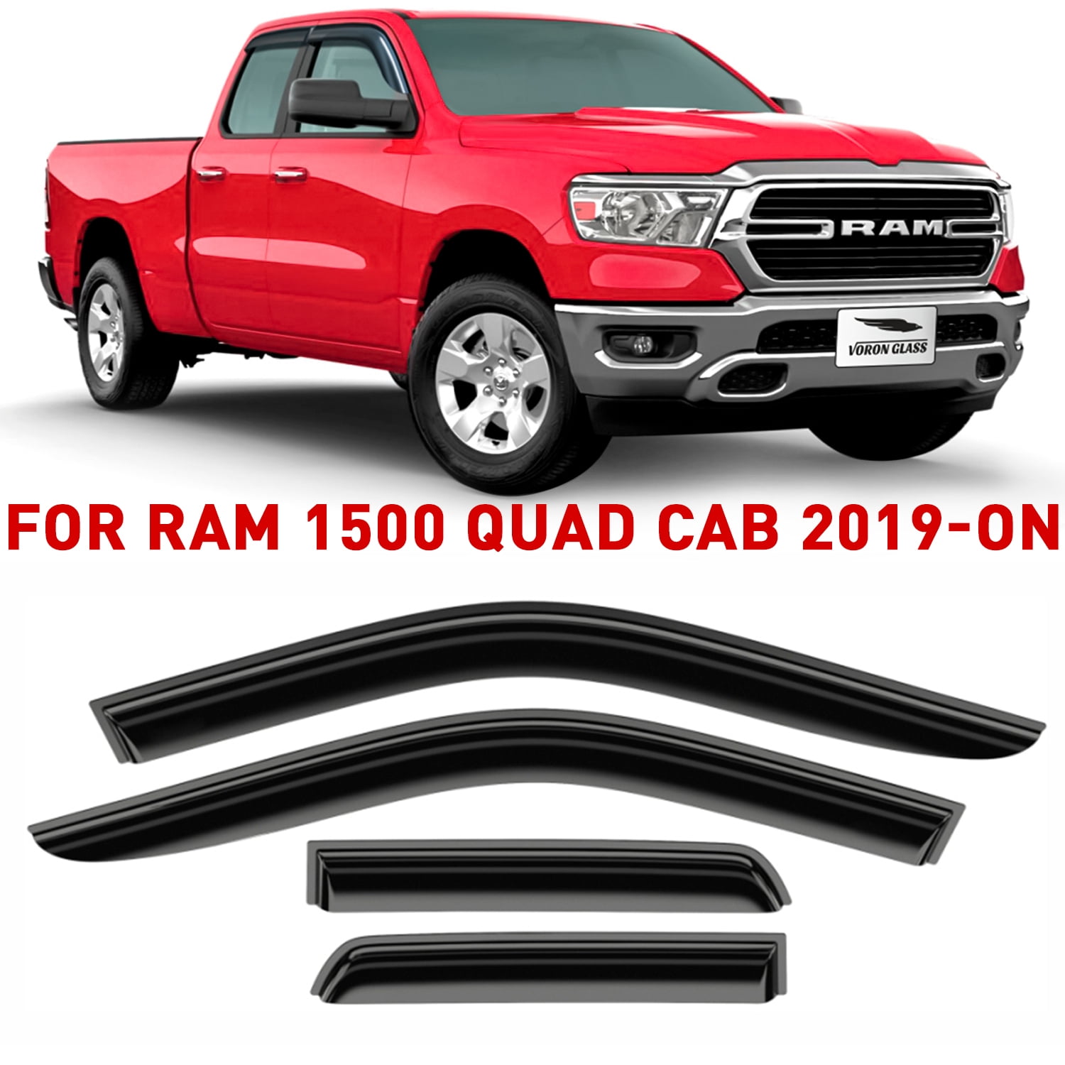 Voron Glass Tapeon Extra Durable Rain Guards for Trucks Dodge RAM 1500