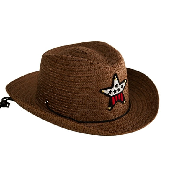 DOPI Summer Sun Straw 6 Colours Beach Girls Boys Kids Child Western Cowboy Hat 2 To 6Y Hat And Mittens Kids Kids Longhorns Hat